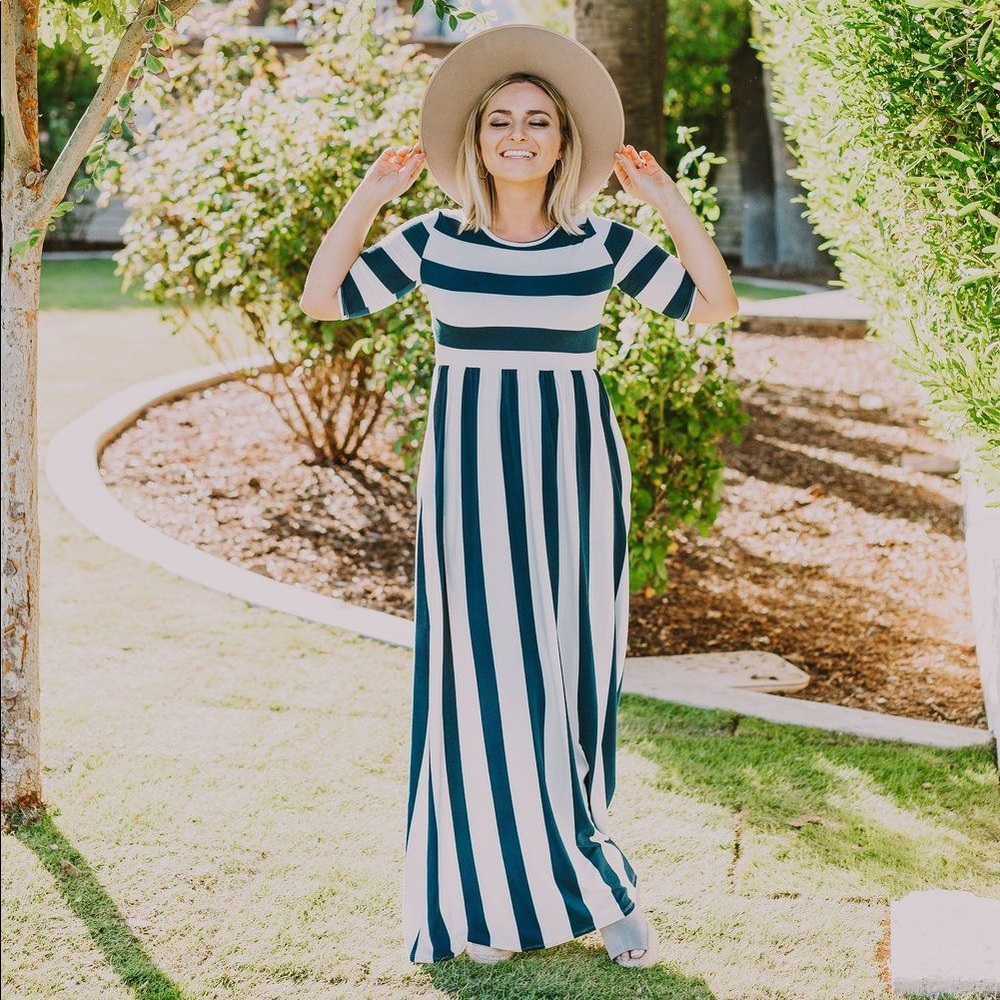 Wren and ivory blue and white maxi dress medium